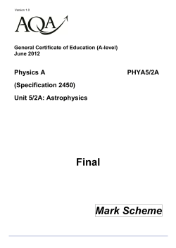 A-level Physics Mark scheme Unit 05 - Sections 1 and 2A