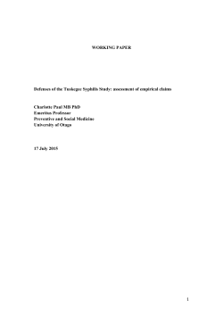 Defenses of the Tuskegee Syphilis Study