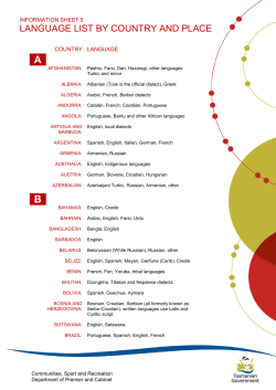 language list by country and place