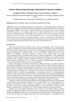 Cationic Starch-based Hydrogel Synthesized by Gamma Irradiation