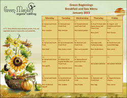 Green Beginnings Breakfast and box Menu January 2015