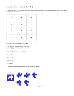 Answer Key - Puzzle Me This