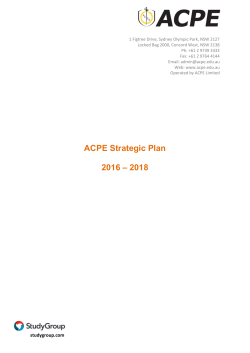 ACPE Strategic Plan 2016-2018