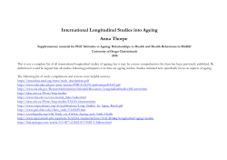 International Longitudinal Studies into Ageing Anna Thorpe
