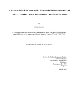 A Review of the Lexical Content and Its Treatment in Ministry