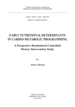 early nutritional determinants in cardio-metabolic programming