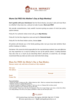 Mums Eat FREE this Mother`s Day at Raja Monkey!