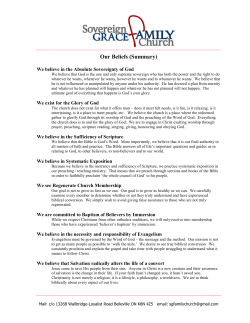 Our Beliefs (Summary) - Sovereign Grace Family Church