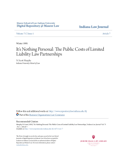 It`s Nothing Personal: The Public Costs of Limited Liability Law