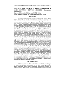 GENETICAL ANALYSIS FOR F1 AND F2 GENERATION IN SOME