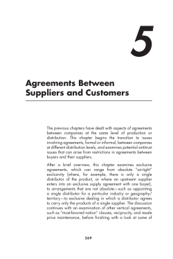 Agreements Between Suppliers and Customers