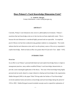 Does Polanyi`s Tacit Knowledge Dimension Exist?