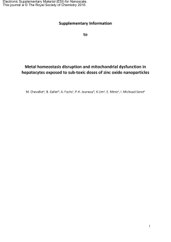 Supplementary Information to Metal homeostasis disruption and