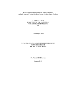 An Evaluation of Sitting Time and Physical Inactivity on