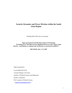 Security Dynamics and Power Division within the South Asian Region