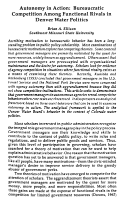 Autonomy in Action: Bureaucratic Competition Among