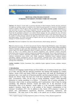 REFUSAL STRATEGIES USED BY TURKISH - Novitas