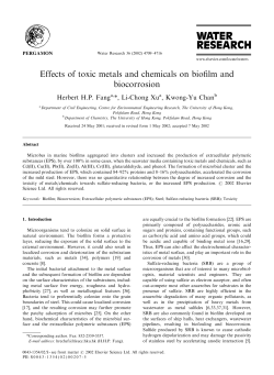 Effects of toxic metals and chemicals on biofilm and