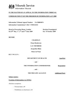 Department of Health v the ICO &ndash; Legal judgement