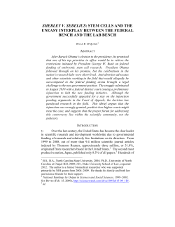Sherley v. Sebelius: Stem Cells and the Uneasy Interplay Between