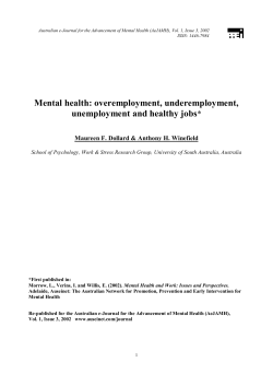 Mental health: overemployment, underemployment, unemployment