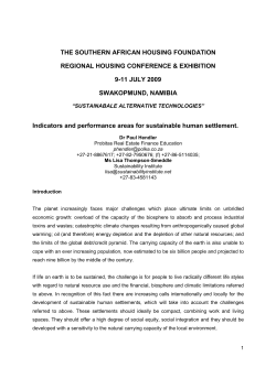 Sustainable Human Settlement Indicators