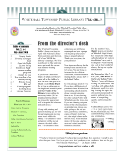 From the director`s desk - Whitehall Township Public Library