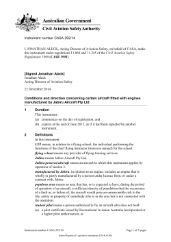 Instrument number CASA 292/14 I, JONATHAN ALECK, Acting