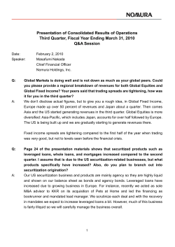 Presentation of Consolidated Results of Operations Third Quarter