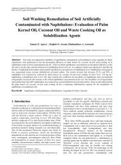 Naphthalene, Soil Remediation, Solubilization, Vegetable Oil, Mass