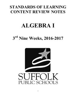 3rd NW Algebra I Review Notes