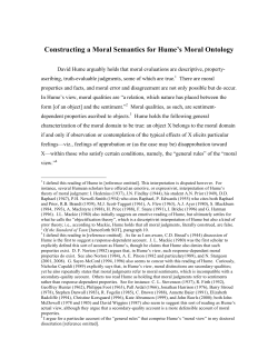 Constructing a Moral Semantics for Hume`s Moral Ontology