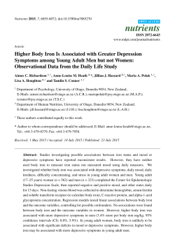 Higher Body Iron Is Associated with Greater Depression Symptoms