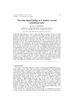 The thin liquid lining of a weakly curved cylindrical tube