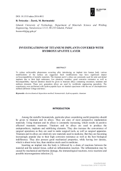 INVESTIGATIONS OF TITANIUM IMPLANTS COVERED WITH