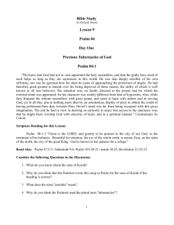 Lesson 9 Psalm 84 Day One Precious Tabernacles of God