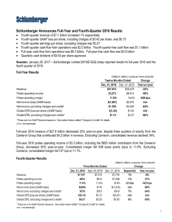 Schlumberger Announces Fourth-Quarter and Full