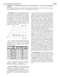 SYNTHESIS OF PIGEONITE CRYSTALS FOR SPECTROSCOPIC