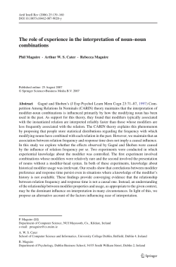 The role of experience in the interpretation of noun&ndash;noun
