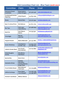 HSA Committee Chair List &ndash; Blue Team (2016