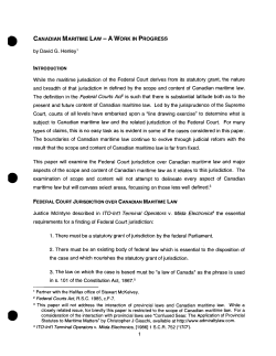 CANADIAN MARITIME LAW - The Canadian Maritime Law Association