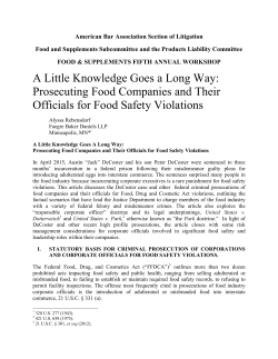 A Little Knowledge Goes a Long Way: Prosecuting Food Companies