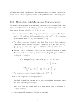 3.3.3 Illustration: Infinitely repeated Cournot duopoly.