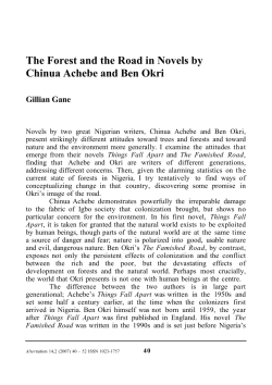 The Forest and the Road in Novels by Chinua Achebe