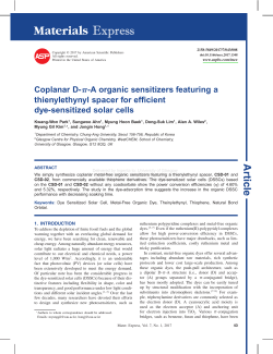 Coplanar D-&Iuml;&bull;-A organic sensitizers featuring a thienylethynyl