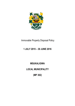 Immovable Property Disposal Policy 1 JULY 2015