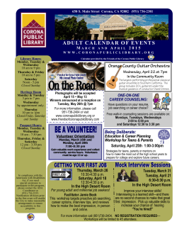 adult calendar of events - Friends of the Corona Public Library