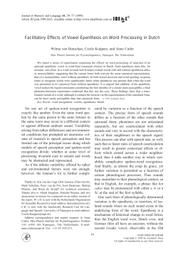 Facilitatory Effects of Vowel Epenthesis on Word Processing in Dutch