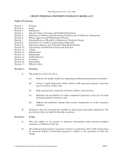 365-1 CREDIT PERSONAL PROPERTY INSURANCE MODEL ACT
