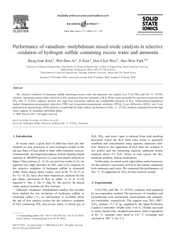 Performance of vanadium&ndash;molybdenum mixed oxide catalysts in